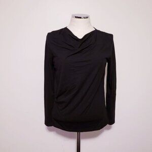 MM Lafleur Black Draped Long Sleeve Blouse Women's Size Large